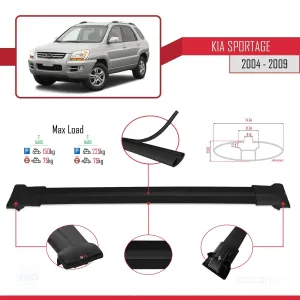 Kia Sportage 2004-2009 Arası ile uyumlu FLY Model Ara Atkı Tavan Barı SİYAH thumb 4