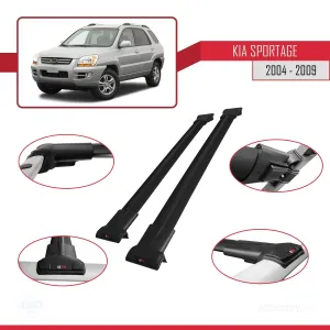 Kia Sportage 2004-2009 Arası ile uyumlu FLY Model Ara Atkı Tavan Barı SİYAH thumb 5