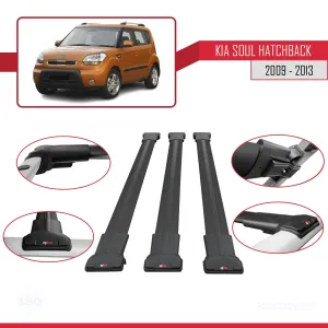 Kia Soul Hatchback 2009-2013 Arası ile uyumlu FLY Model Ara Atkı Tavan Barı SİYAH 3 ADET BAR thumb 5