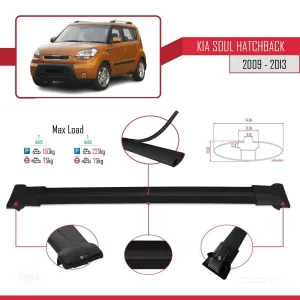 Kia Soul Hatchback 2009-2013 Arası ile uyumlu FLY Model Ara Atkı Tavan Barı SİYAH thumb 4