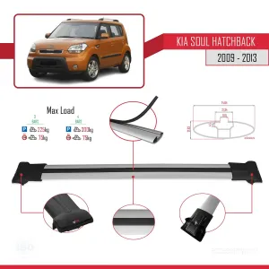 Kia Soul Hatchback 2009-2013 Arası ile uyumlu FLY Model Ara Atkı Tavan Barı GRİ 3 ADET BAR thumb 4