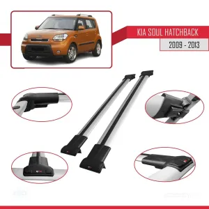 Kia Soul Hatchback 2009-2013 Arası ile uyumlu FLY Model Ara Atkı Tavan Barı GRİ thumb 5