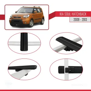 Kia Soul Hatchback 2009-2013 Arası ile uyumlu Basic Model Ara Atkı Tavan Barı SİYAH 3 ADET thumb 4