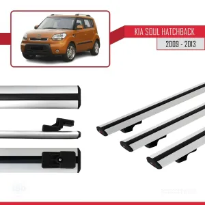 Kia Soul Hatchback 2009-2013 Arası ile uyumlu Basic Model Ara Atkı Tavan Barı GRİ 3 ADET thumb 3