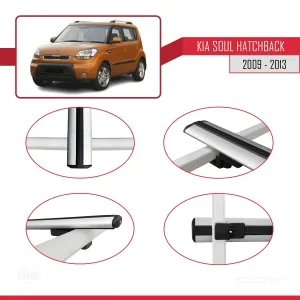 Kia Soul Hatchback 2009-2013 Arası ile uyumlu Basic Model Ara Atkı Tavan Barı GRİ 3 ADET thumb 4