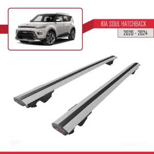 Kia Soul (SK3) 2020 ve Sonrası ile uyumlu HOOK Model Anahtar Kilitli Ara Atkı Tavan Barı GRİ thumb 4