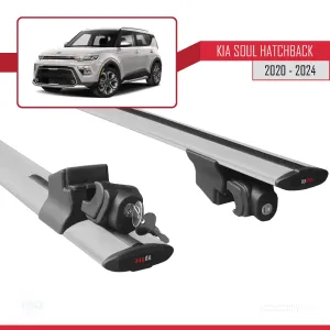 Kia Soul (SK3) 2020 ve Sonrası ile uyumlu HOOK Model Anahtar Kilitli Ara Atkı Tavan Barı GRİ thumb 5