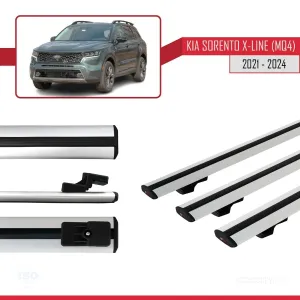 Kia Sorento X-LINE (MQ4) 2021 ve Sonrası ile uyumlu Basic Model Ara Atkı Tavan Barı GRİ 3 ADET thumb 5