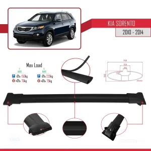 Kia Sorento 2010-2014 Arası ile uyumlu FLY Model Ara Atkı Tavan Barı SİYAH thumb 4