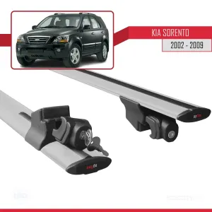 Kia Sorento 2002-2009 Arası ile uyumlu HOOK Model Anahtar Kilitli Ara Atkı Tavan Barı GRİ thumb 5