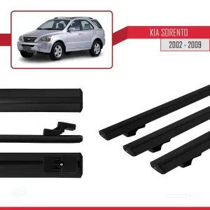 Kia Sorento 2002-2009 Arası ile uyumlu Basic Model Ara Atkı Tavan Barı SİYAH 3 ADET thumb 3