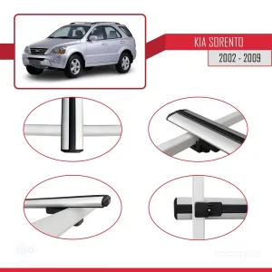 Kia Sorento 2002-2009 Arası ile uyumlu Basic Model Ara Atkı Tavan Barı GRİ 3 ADET thumb 4