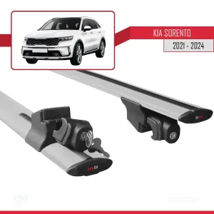 Kia Sorento (MQ4) 2021 ve Sonrası ile uyumlu HOOK Model Anahtar Kilitli Ara Atkı Tavan Barı GRİ thumb 5