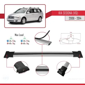 Kia Sedona (VQ) 2006-2014 Arası ile Uyumlu FLY Model Ara Atkı Tavan Barı GRİ thumb 4