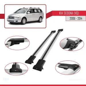 Kia Sedona (VQ) 2006-2014 Arası ile Uyumlu FLY Model Ara Atkı Tavan Barı GRİ thumb 5