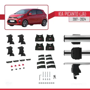 Kia Picanto (JA) 2017 ve Sonrası ile uyumlu ACE-4 Ara Atkı Tavan Barı GRİ thumb 5