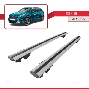 Kia Niro (DE) 2017-2022 Arası ile uyumlu HOOK Model Anahtar Kilitli Ara Atkı Tavan Barı GRİ thumb 4