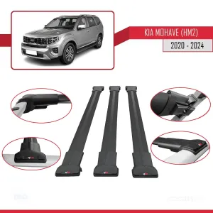 Kia Mohave (HM2) 2020 ve Sonrası ile Uyumlu FLY Model Ara Atkı Tavan Barı SİYAH 3 ADET BAR thumb 5