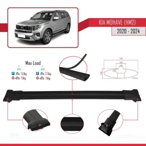 Kia Mohave (HM2) 2020 ve Sonrası ile Uyumlu FLY Model Ara Atkı Tavan Barı SİYAH thumb 4
