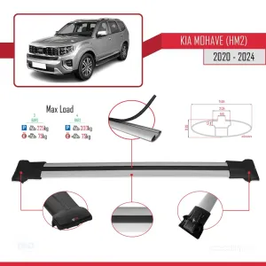 Kia Mohave (HM2) 2020 ve Sonrası ile Uyumlu FLY Model Ara Atkı Tavan Barı GRİ 3 ADET BAR thumb 4