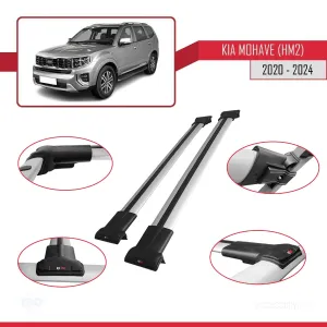 Kia Mohave (HM2) 2020 ve Sonrası ile Uyumlu FLY Model Ara Atkı Tavan Barı GRİ thumb 5