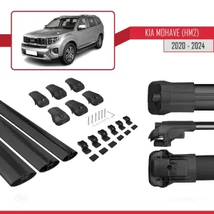 Kia Mohave (HM2) 2020 ve Sonrası ile uyumlu ACE-1 Ara Atkı Tavan Barı SİYAH 3 ADET BAR thumb 5