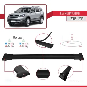 Kia Mohave (HM) 2008-2019 Arası ile Uyumlu FLY Model Ara Atkı Tavan Barı SİYAH 3 ADET BAR thumb 4