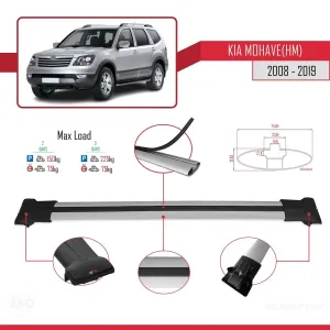 Kia Mohave (HM) 2008-2019 Arası ile Uyumlu FLY Model Ara Atkı Tavan Barı GRİ thumb 4