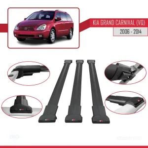 Kia Grand Carnival (VQ) 2006-2014 Arası ile Uyumlu FLY Model Ara Atkı Tavan Barı SİYAH 3 ADET BAR thumb 5