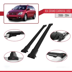 Kia Grand Carnival (VQ) 2006-2014 Arası ile Uyumlu FLY Model Ara Atkı Tavan Barı SİYAH thumb 5