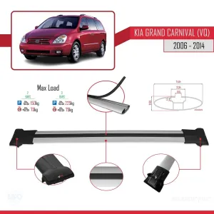 Kia Grand Carnival (VQ) 2006-2014 Arası ile Uyumlu FLY Model Ara Atkı Tavan Barı GRİ thumb 4