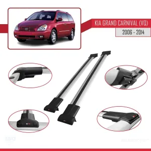 Kia Grand Carnival (VQ) 2006-2014 Arası ile Uyumlu FLY Model Ara Atkı Tavan Barı GRİ thumb 5