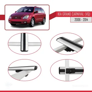 Kia Grand Carnival (VQ) 2006-2014 Arası ile uyumlu Basic Model Ara Atkı Tavan Barı GRİ 3 ADET thumb 4