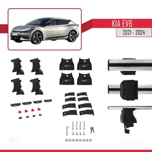 Kia Ev6 2021 ve Sonrası ile uyumlu ACE-4 Ara Atkı Tavan Barı GRİ thumb 5