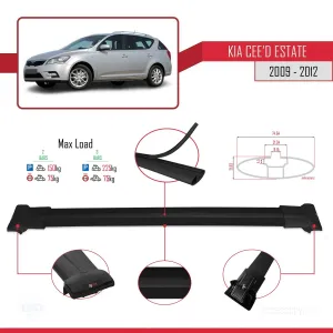 Kia Ceed SPORTSWAGON 2009-2012 Arası ile uyumlu FLY Model Ara Atkı Tavan Barı SİYAH thumb 4