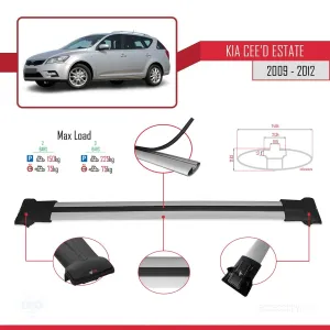 Kia Ceed SPORTSWAGON 2009-2012 Arası ile uyumlu FLY Model Ara Atkı Tavan Barı GRİ thumb 4