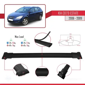 Kia Ceed SPORTSWAGON 2006-2009 Arası ile uyumlu FLY Model Ara Atkı Tavan Barı SİYAH thumb 4