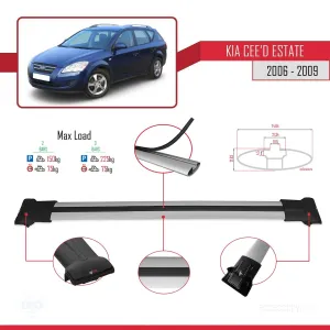 Kia Ceed SPORTSWAGON 2006-2009 Arası ile uyumlu FLY Model Ara Atkı Tavan Barı GRİ thumb 4