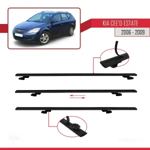 Kia Ceed SPORTSWAGON 2006-2009 Arası ile uyumlu Basic Model Ara Atkı Tavan Barı SİYAH 3 ADET thumb 5