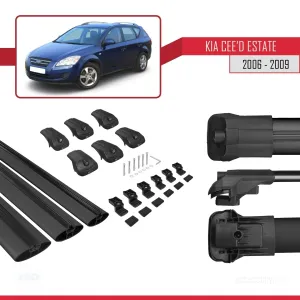 Kia Ceed SPORTSWAGON 2006-2009 Arası ile uyumlu ACE-1 Ara Atkı Tavan Barı SİYAH 3 ADET BAR thumb 5