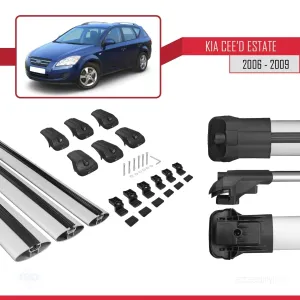 Kia Ceed SPORTSWAGON 2006-2009 Arası ile uyumlu ACE-1 Ara Atkı Tavan Barı GRİ 3 ADET BAR thumb 5