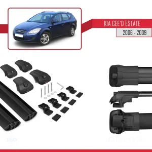 Kia Ceed Estate - SW 2006-2009 Arası ile uyumlu ACE-1 Ara Atkı Tavan Barı SİYAH thumb 5