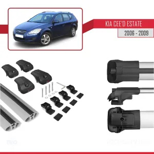 Kia Ceed Estate - SW 2006-2009 Arası ile uyumlu ACE-1 Ara Atkı Tavan Barı GRİ thumb 5