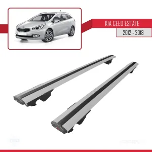 Kia Ceed (JD) SW 2012-2018 Arası ile uyumlu HOOK Model Anahtar Kilitli Ara Atkı Tavan Barı GRİ thumb 4