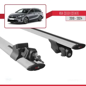 Kia Ceed (CD) SW 2019 ve Sonrası ile uyumlu HOOK Model Anahtar Kilitli Ara Atkı Tavan Barı GRİ thumb 5