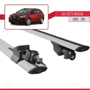 Kia Cee'd SW / Estate 2007-2011 Arası ile uyumlu HOOK Model Anahtar Kilitli Ara Atkı Tavan Barı GRİ thumb 5