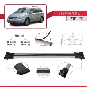 Kia Carnival (VQ) 2006-2014 Arası ile Uyumlu FLY Model Ara Atkı Tavan Barı GRİ 3 ADET BAR thumb 4