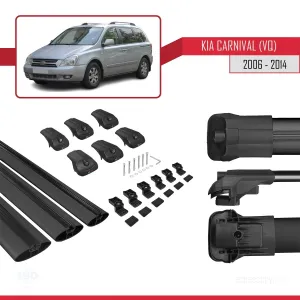 Kia Carnival (VQ) 2006-2014 Arası ile uyumlu ACE-1 Ara Atkı Tavan Barı SİYAH 3 ADET BAR thumb 5