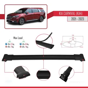 Kia Carnival (KA4) 2021-2023 Arası ile Uyumlu FLY Model Ara Atkı Tavan Barı SİYAH 3 ADET BAR thumb 4