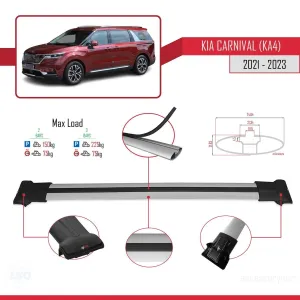 Kia Carnival (KA4) 2021-2023 Arası ile Uyumlu FLY Model Ara Atkı Tavan Barı GRİ thumb 4
